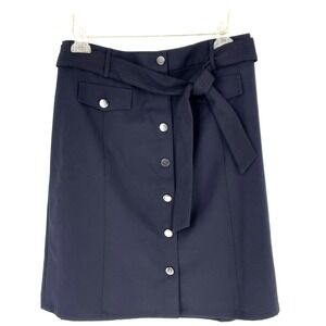 NWT Talbots Womens‎ 14 Navy Blue Button Front Skirt with Belt
